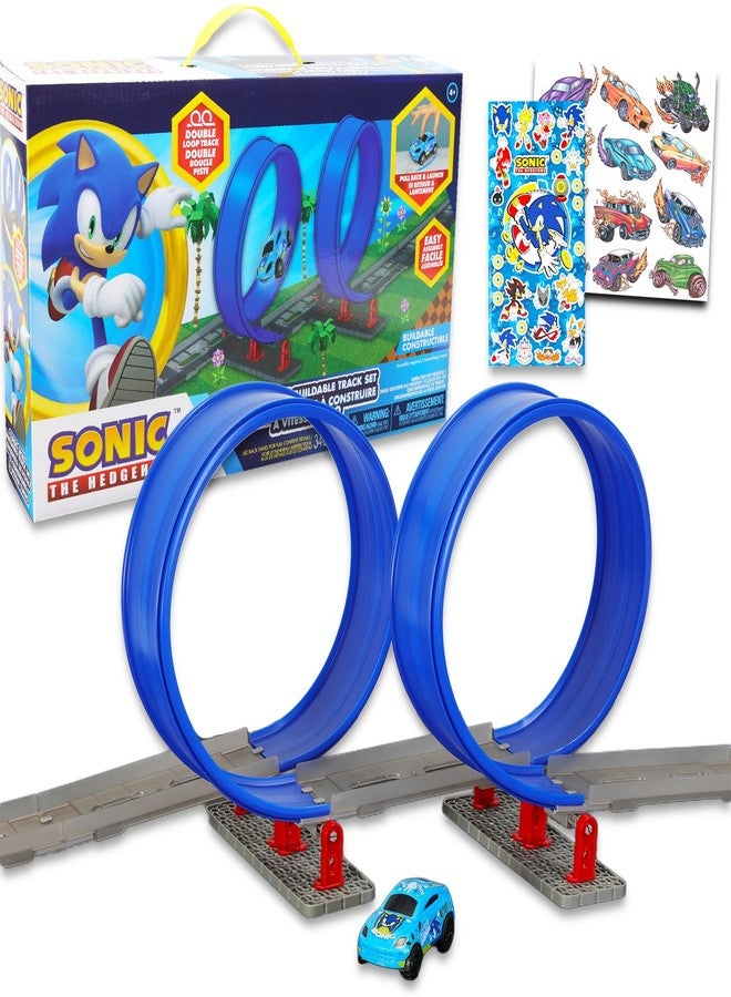 Sonic the Hedgehog Race Track and Toy Car Set - Bundle With Sonic Racecar Play Set, Track, Stickers, More | Racing Toys for Boys - Image 1
